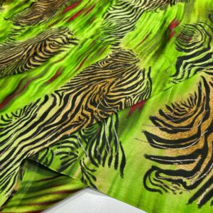 Simli İpek Desenli Saten Kumaş