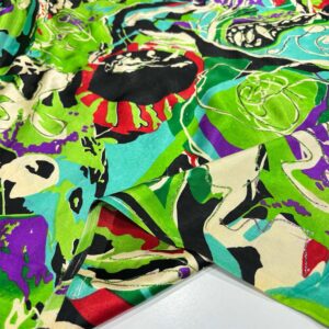 Simli İpek Desenli Saten Kumaş