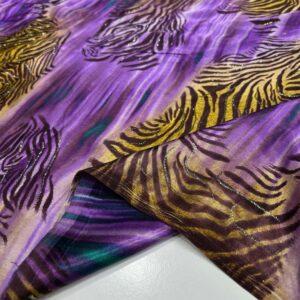 Simli İpek Desenli Saten Kumaş