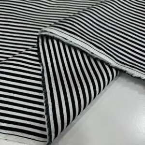 Çizgili Poplin Kumaş Siyah Beyaz