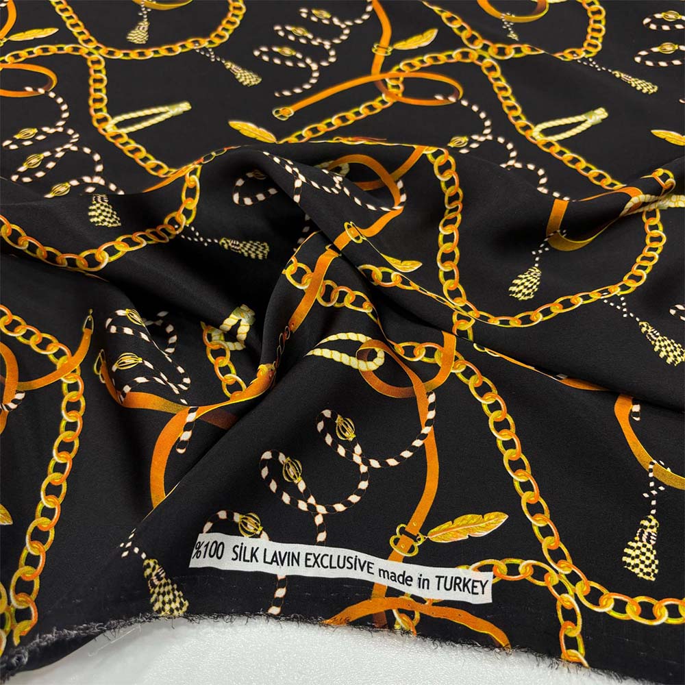 Desenli %100 İpek Saten Kumaş Desenli %100 İpek Saten Kumaş