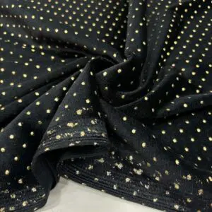 Simli İpek Kadife Kumaş Siyah - Gold
