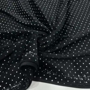 Simli İpek Kadife Kumaş Siyah - Gümüş