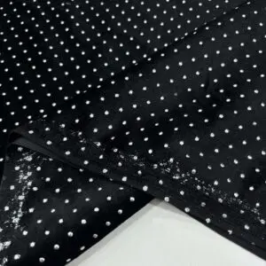 Simli İpek Kadife Kumaş Siyah - Gümüş