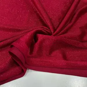 Simli İpek Kadife Kumaş Kırmızı