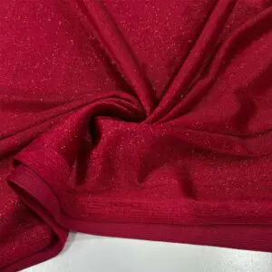 Simli İpek Kadife Kumaş Kırmızı