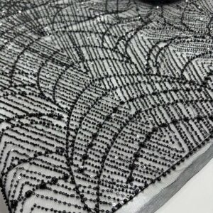 Taşlı Dantel Kumaş Siyah