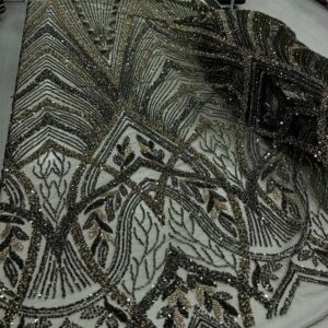 Taşlı Dantel Kumaş Yeşil