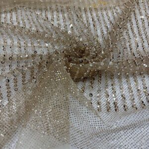 Taşlı Dantel Kumaş Gold
