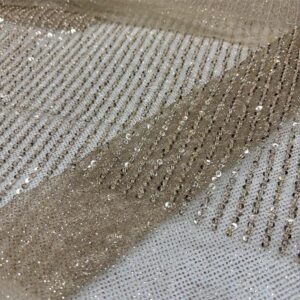 Taşlı Dantel Kumaş Gold