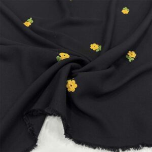 Nakışlı Belmando Viskon Kumaş Siyah Sarı