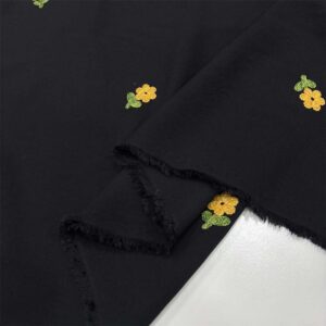 Nakışlı Belmando Viskon Kumaş Siyah Sarı