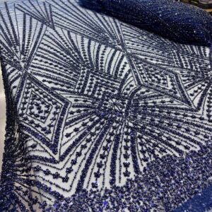 Taşlı Dantel Kumaş Lacivert