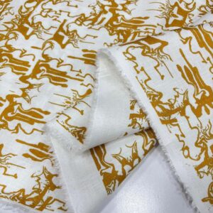 Desenli Ham Keten Kumaş