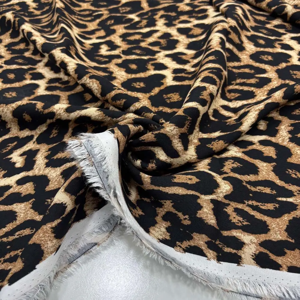 Leopar Desenli Viskon Kumaş