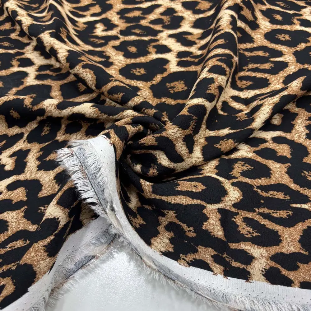 Leopar Desenli Viskon Kumaş