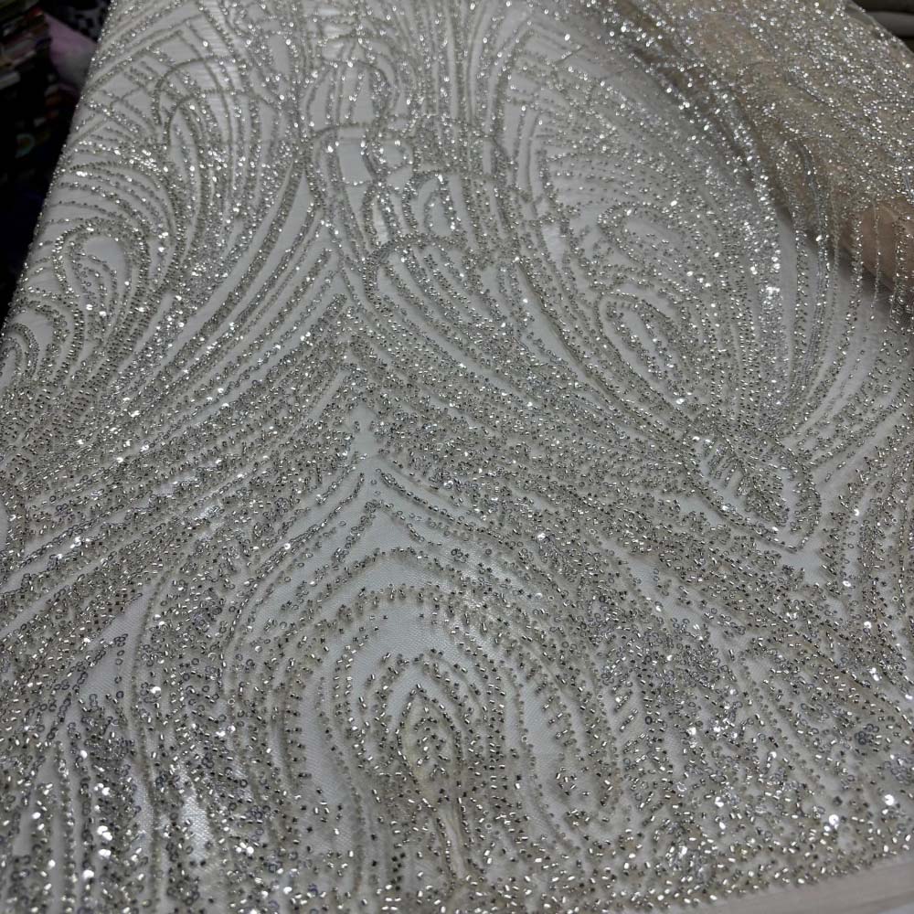 Taşlı Dantel Kumaş Somon Taşlı Dantel Kumaş Somon