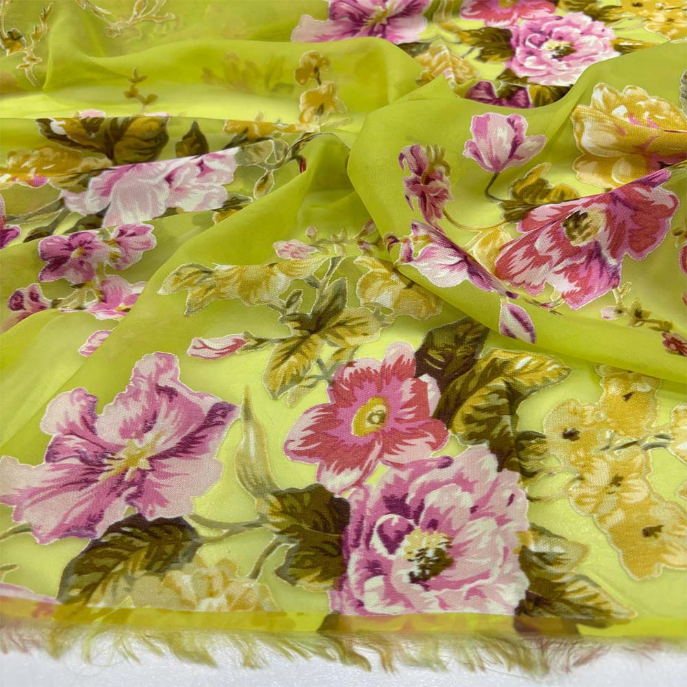 Desenli Yakma Şifon Kumaş Desenli Yakma Şifon Kumaş