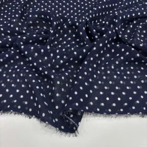 Puantiyeli Şifon Kumaş Lacivert