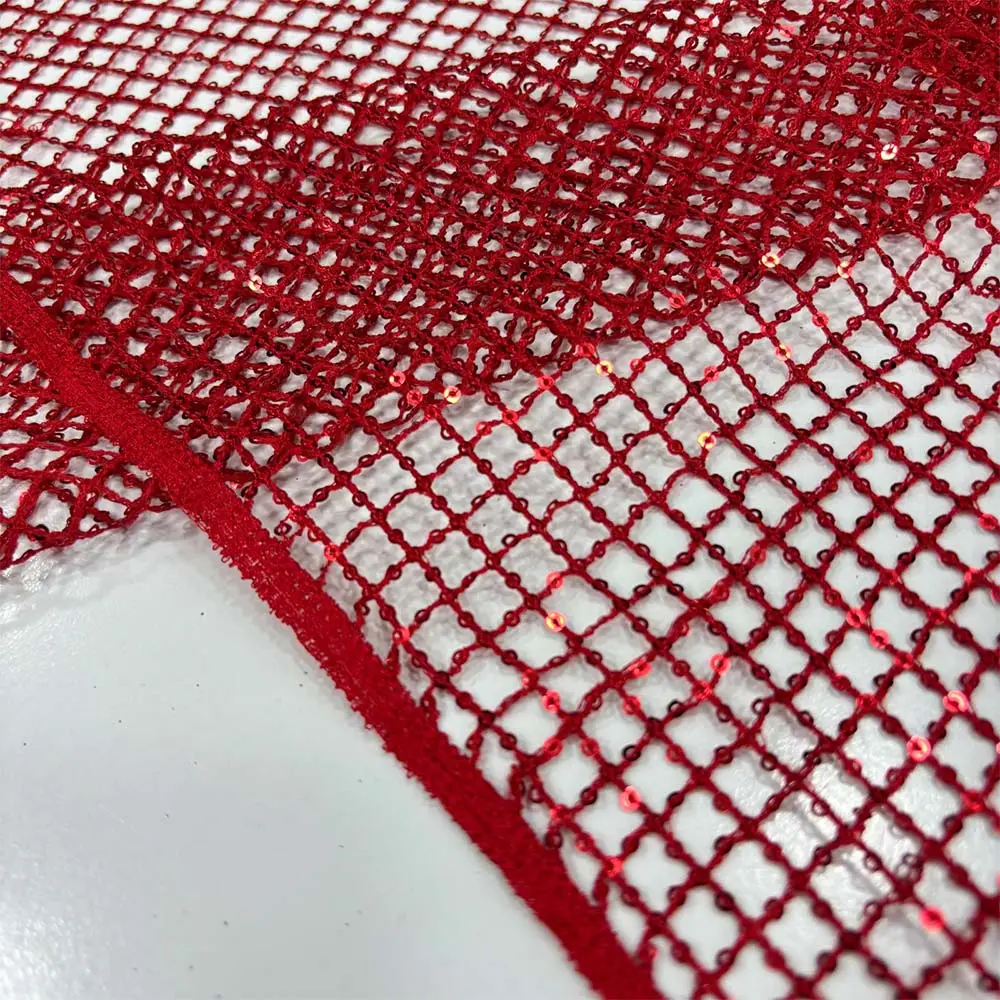 Pullu File Kumaş Kırmızı