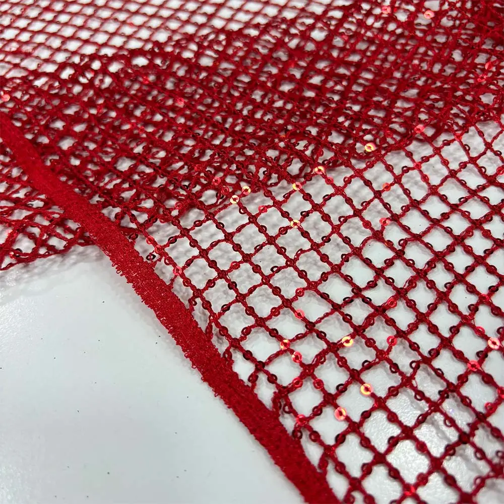 Pullu File Kumaş Kırmızı