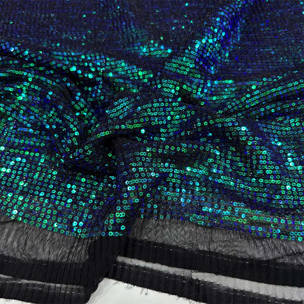 Renkli Payet Kumaş Mavi Yeşil Renkli Payet Kumaş Mavi Yeşil