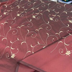 Nakışlı Tafta Kumaş Bordo