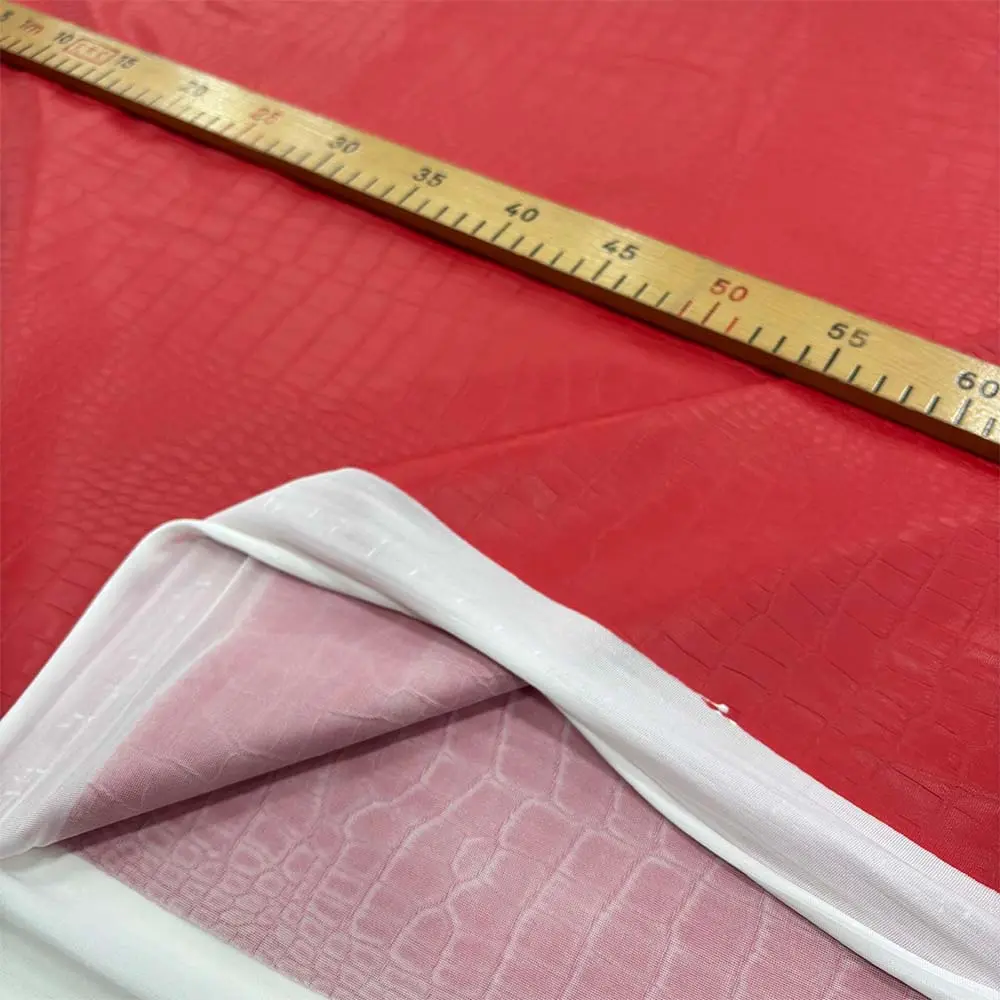 Desenli Deri Kumaş Kırmızı