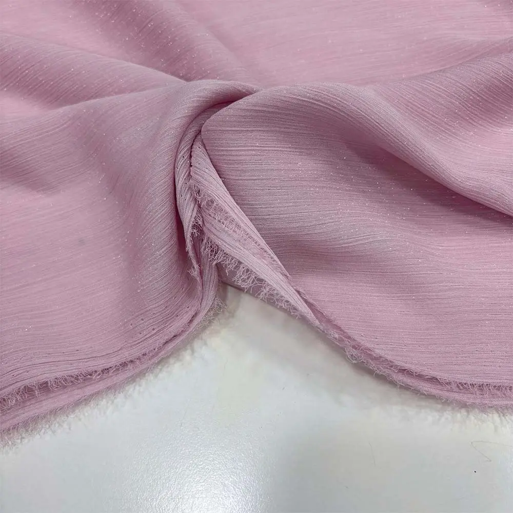 Dökümlü Simli Orkide Kumaş Toz Pembe