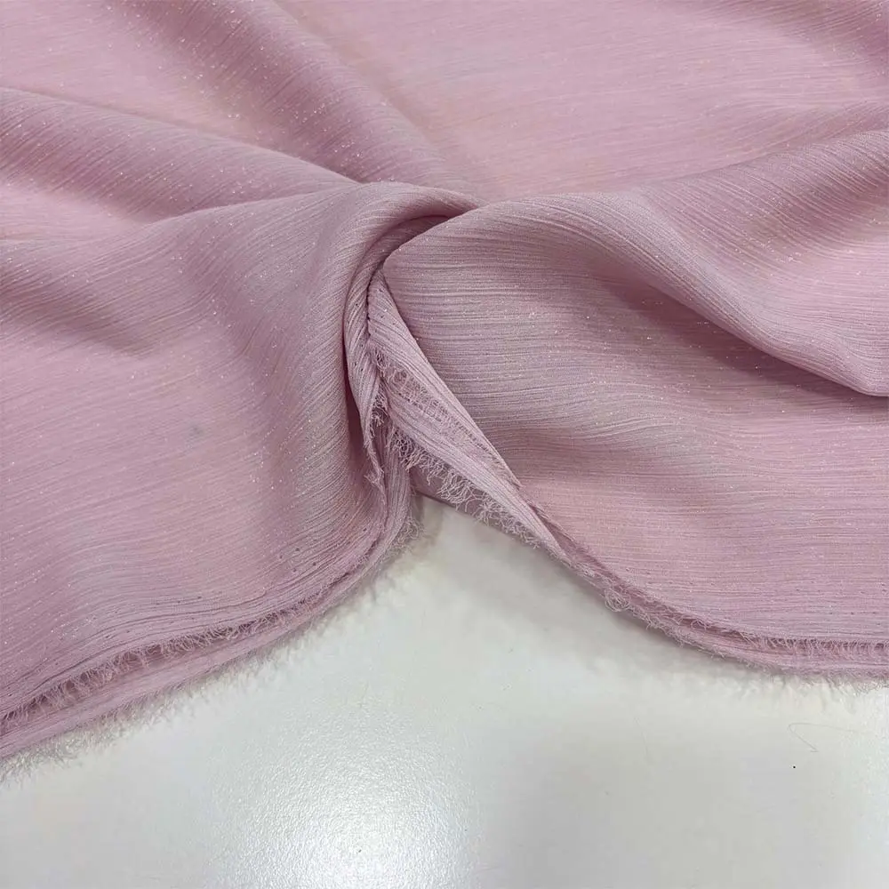 Dökümlü Simli Orkide Kumaş Toz Pembe