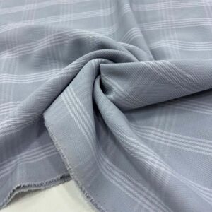 Ekose Dokulu Krep Kumaş Gri