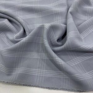 Ekose Dokulu Krep Kumaş Gri