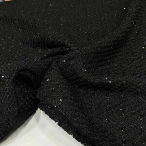 Pullu Şanel Kumaş Siyah