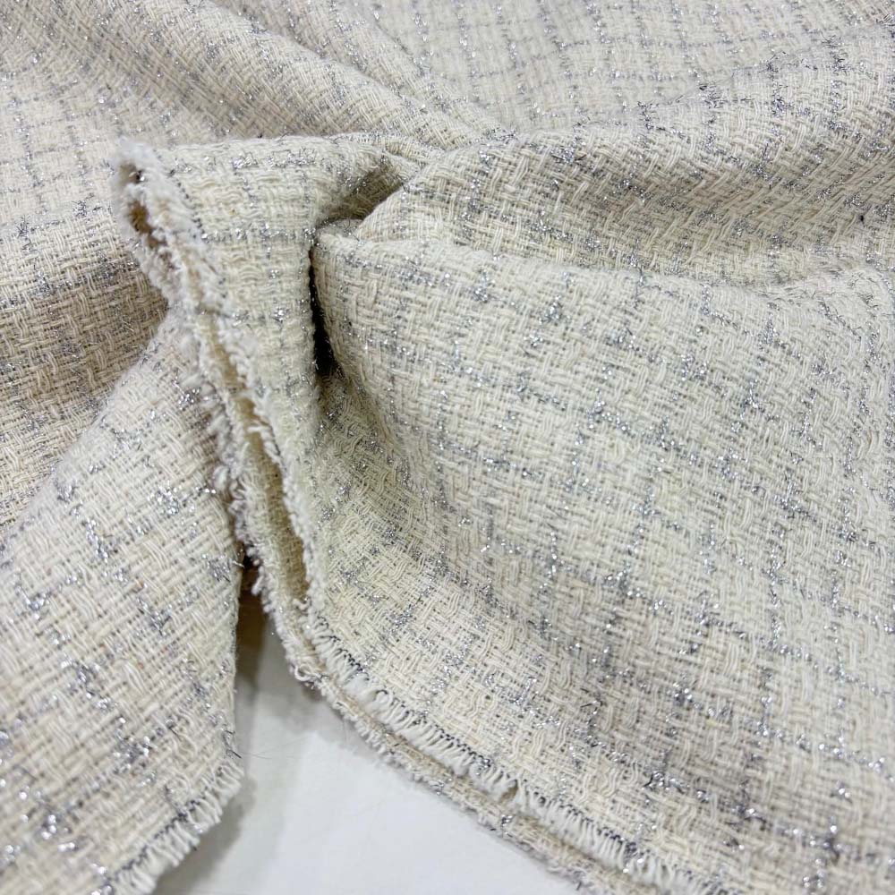 Simli Şanel Kumaş Krem Simli Şanel Kumaş Krem