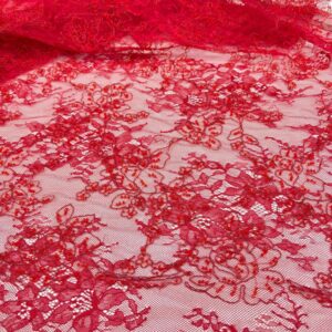 Taşlı Lez Dantel Kumaş Kırmızı