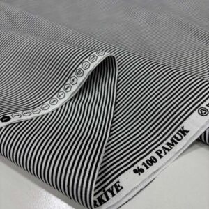 Çizgili Poplin Kumaş Siyah - Beyaz Çizgili Poplin Kumaş Siyah - Beyaz