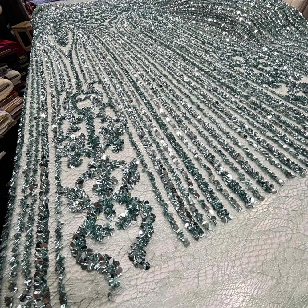 Pul İşlemeli Kumaş Su Yeşili