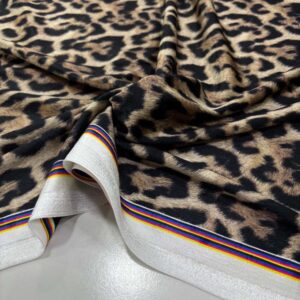 Leopar Desenli İpek Kadife Kumaş