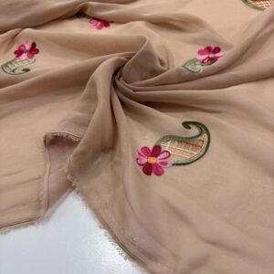Nakışlı Şifon Kumaş Camel Nakışlı Şifon Kumaş Camel