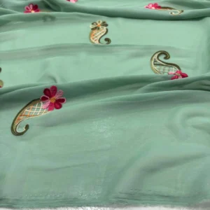 Nakışlı Şifon Kumaş Mint Yeşili