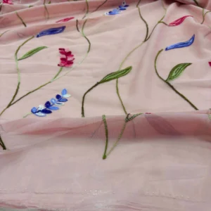 Nakışlı Şifon Kumaş Pudra